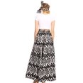 thumbnail image 2 of Sakkas Ami Women's Maxi Long African Ankara Print Skirt Pockets & Elastic Waist - 111-Black/white - One Size Regular, 2 of 5