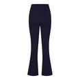 thumbnail image 5 of ibuvkizy Flare Leggings with Pockets for Women,Women's Fashion Casual Temperament Solid Color Knitted Pull Slim Flare Trousers Navy,L, 5 of 8