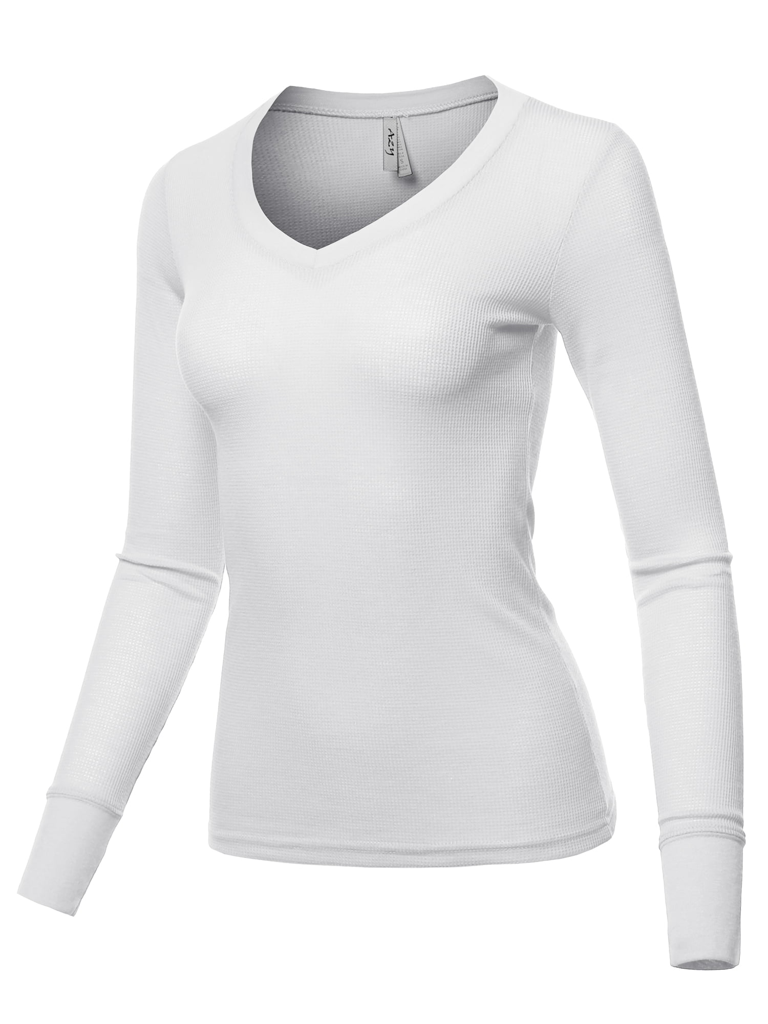 A2Y Women's Basic Solid Long Sleeve V Neck Fitted Thermal Top Shirt ...