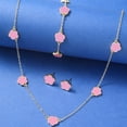 thumbnail image 3 of Chic Jewelry Set Trendy Lucky Flower Design Multi Colors For U To Choose Match Daily Outfits(1 Pair Of Earrings + 1 Necklace + 1 Bracelet), 3 of 5