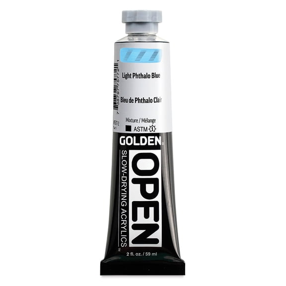 Golden Open Acrylics - Light Phthalo Blue, 2 oz Tube