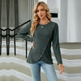 thumbnail image 4 of SWSMCLT Women's Soft Pullover Sweaters Long Sleeve Top Knit Tshirt Button Lightweight Dressy Sweater Asymmetric Fall Fashion Army Green Large, 4 of 5