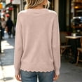 thumbnail image 4 of Sahpxhe Oversized Sweaters for Women Long Sleeve Crew Neck Knit Pullover Lightweight Scallop Trim Casual Trendy Fall Sweater Khaki S, 4 of 8