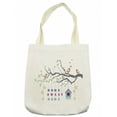 thumbnail image 1 of Saying Tote Bag, Leafy Branch with Birds Hanging Stars and Hearts Moving in Greeting Theme, Cloth Linen Reusable Bag for Shopping Books Beach and More, 16.5" X 14", Cream, by Ambesonne, 1 of 2