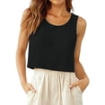 thumbnail image 2 of Helii Women's 20% Linen 80% Cotton Crop Tank Top – Loose Fit Sleeveless Summer Top, Breathable Lightweight Linen Blend Camisole, Casual Relaxed Tank for Women S-XXL Black,L, 2 of 8