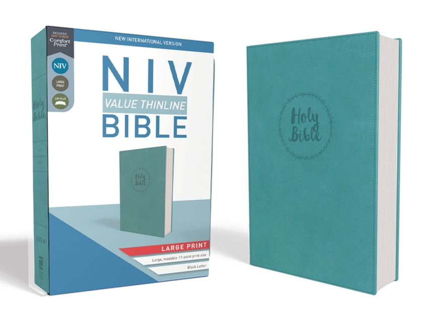 NIV, Value Thinline Bible, Large Print, Imitation Leather, Blue (Hardcover)