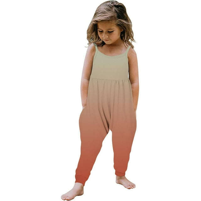 LSLJS Tout-Petit Girls Enfants Impression Jumpsuit Combinaison à Bretelles Summer Outfits Clothes, Girls' Jumpsuits & Rompers Summer Clothes