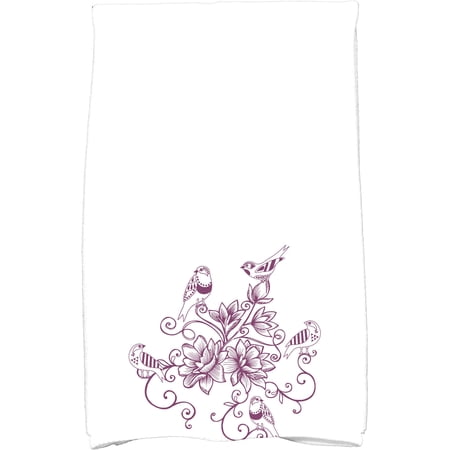 Simply Daisy 18 x 30 Five Little Birds Floral Print Kitchen Towel