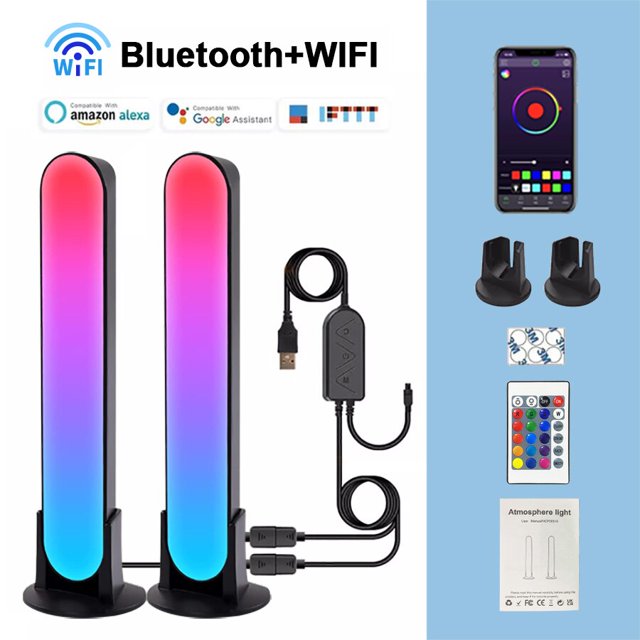 Barras de luz LED RGB con Control de sonido, iluminación nocturna inteligente con Bluetooth para juegos, lámpara de decoración de TV, nueva música