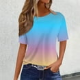 thumbnail image 2 of Tee Tops for Women Trendy Gradient Print Short Sleeve Pullover T-Shirts Classic Fit Pullovers Casual Summer Outfits Clothes 2025, 2 of 5