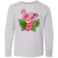 thumbnail image 3 of Inktastic Flamingo with Tropical Flowers Long Sleeve Youth T-Shirt, 3 of 5