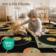 thumbnail image 4 of ODIKA 2'x3' Washable Throw Rug Non-Slip, Low Profile, Flatwoven, Easy Care Record School Vinyl Music Theme Analog Sound Graphic Player Dj for Hallway, Study Room, 4 of 7