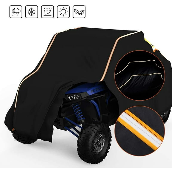 UTV Storage Cover Compatible with 2-3 Seater Polaris RZR Can-Am Kawasaki CFMOTO Arctic Cat Protection Black