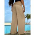 thumbnail image 5 of Women Wide Leg Palazzo Pants Summer Foldover Lounge Trousers Beach Vacation Travel Clothes, 5 of 6