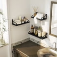 thumbnail image 3 of Love-KANKEI Wall Mounted Floating Shelves Set of 3 Rustic Wood Wall Storage Shelves for Living Room Bedroom Bathroom Kitchen and Office Black, 3 of 9