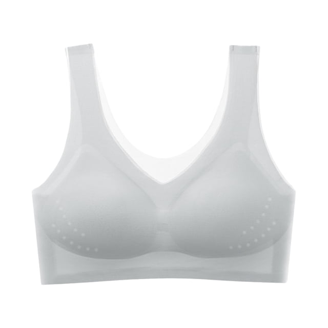 Sonducket Poliéster, fácil de limpiar y antigolpes, sujetador deportivo súper fino de verano para mujer, sujetador de aire de seda helada Ropa interior Gris XL