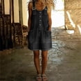 thumbnail image 2 of Tqcoqu Women's Y2K Denim Shortalls,Button Front Adjustable Straps Wide Leg Loose Jean Short Jumpsuits with Pockets,Black Women's S-XXXL, 2 of 7