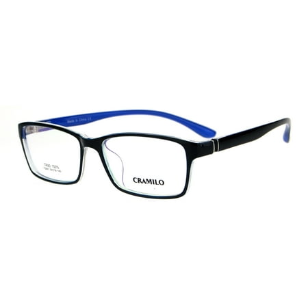 Classic 54mm Narrow Rectangular TR90 Plastic Optical Eyeglasses Frame Black Blue