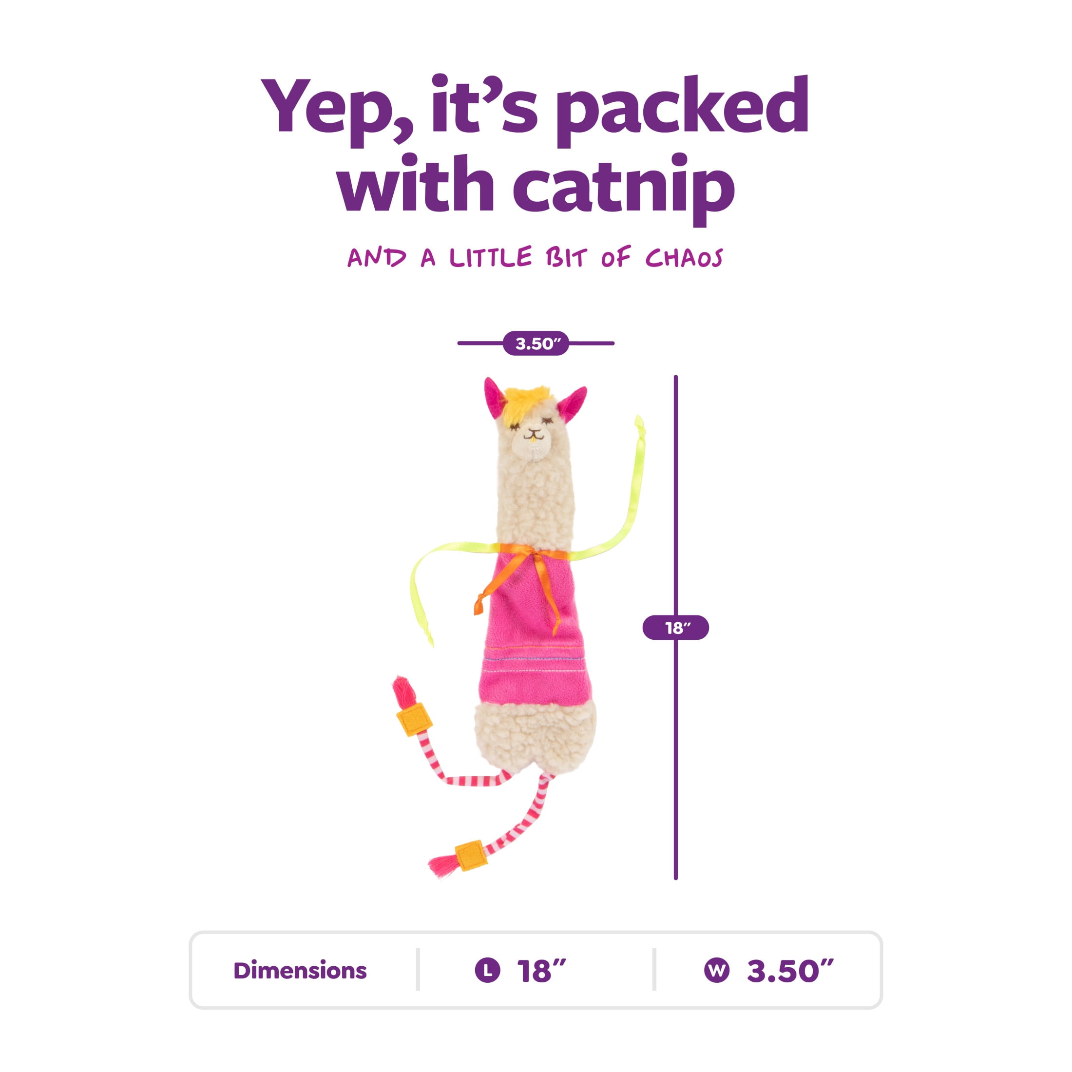 SmartyKat Leggy Llama Kicker Soft Plush Crinkle & Catnip Cat Toys