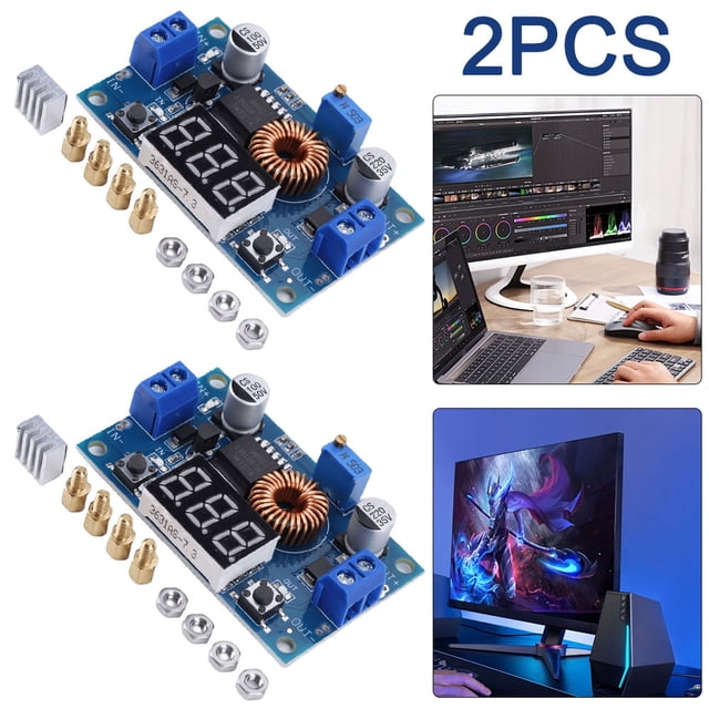 Convertidor reductor Cgtredaw 2 uds XL4015 5A módulo potencia LED con pantalla LED