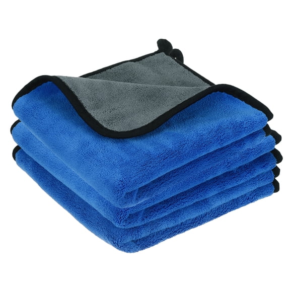 Uxcell 3 Pcs 500gsm Microfiber Towels for Cars, 11.8 x 11.8 Inch Car Drying Towel Drying Towels Car Detailing Extra Large Super Absorbent Towel for SUV Truck Home, Gray Blue