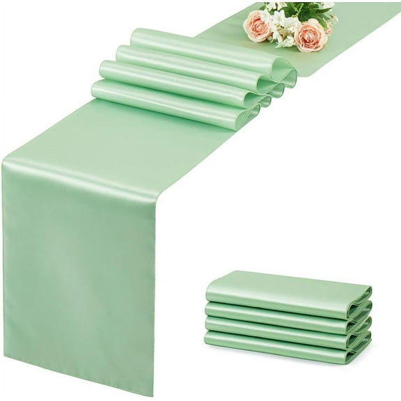 Knubmt Set of 2 Smooth Fabric Table Runner Satin Table Runners for Wedding Birthday Party, 12" x 108"