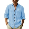 thumbnail image 2 of RXIRUCGD Chemise Décontractée Mode Homme à Manches Longues Col Rond Boutonné, Bleu Ciel, Taille : L, 2 of 6