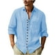 thumbnail image 2 of pstuiky camisetas de manga larga para hombre, Camisa de manga larga con cuello vuelto y botones sólidos para hombre Tops casuales para hombres xxl, 2 of 6