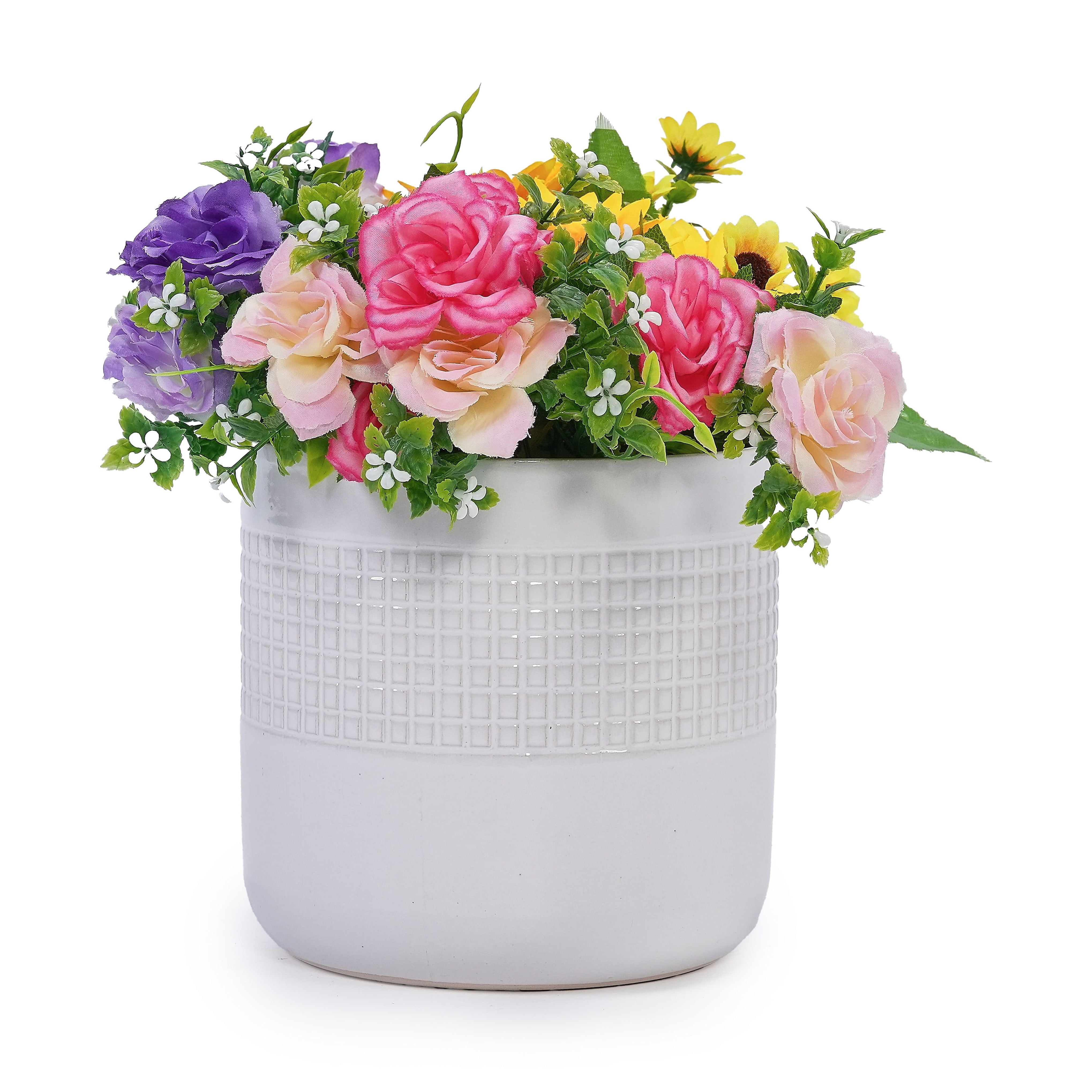 MAYEERTY 3 Pack Ceramic Plant Pots, Planter for Indoor Outdoor Patio, Garden, White
