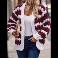 thumbnail image 4 of Suéter de Invierno de Punto Holgado con Rayas y Mangas Farol para Mujer, Moda de Otoño Rojo Vino y L, 4 of 10