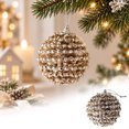 thumbnail image 2 of 3PC Christmas Hanging Ornaments Christmas Ball Ornaments Decorative Hanging Pendants, Champagne Glitter Shatterproof Baubles with Pearl Sequin Finishes for Xmas Tree 3.15Inch, 2 of 5