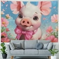 thumbnail image 4 of Orinice Pig Flowers Tapestry Wall Hanging Unique Style Graphic Tapestries for Home Wall Decor Living Room Bedroom Apartment Farmhouse Dorm 60x50inch, 4 of 6