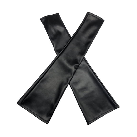 Long Fingerless Gloves Women Mitten Winter Arm Warmer PU Leathers Arm Sleeve