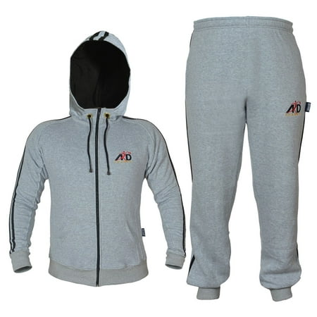 ARD CHAMPS™ Fleece Tracksuit Hoodie Trouser MMA Gym Boxing Running Jogging Suit Color Grey, Size