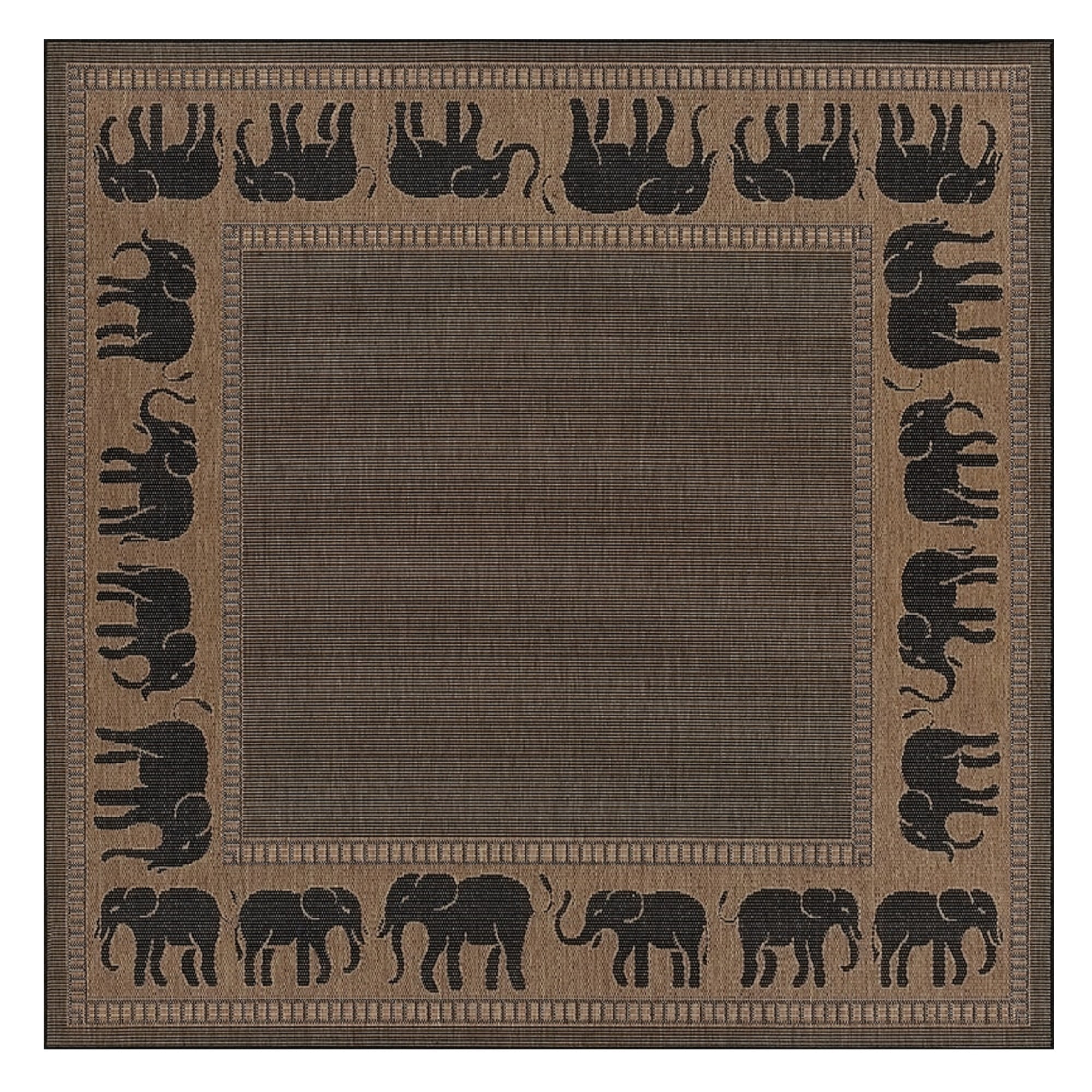 Couristan Recife Elephant Area Rug, 7'6" Square, CocoaBlack