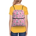 thumbnail image 4 of Naloa pink Holiday Joy Drawstring Backpack String Bag Cinch Water Resistant for Gym Shopping Sport Yoga, 4 of 6