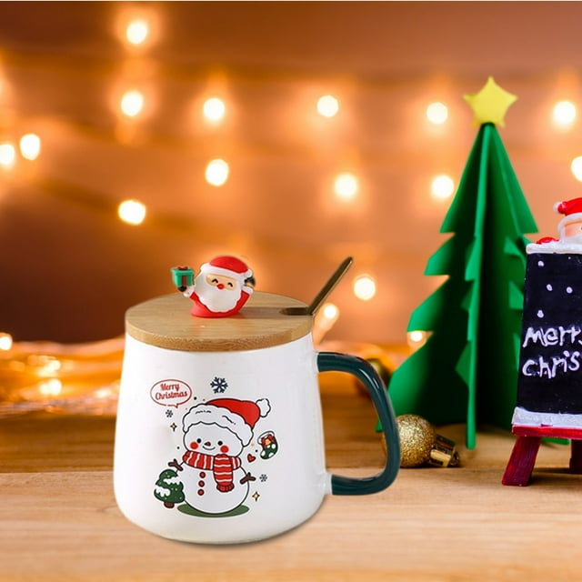 Meitianfacai Christmas Gift Warm Cup Insulation Milk Coffee Cup Santa Claus Ceramic Mug Gift Box Set