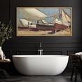 thumbnail image 2 of IDEA4WALL Extra Large Framed Canvas Print Wall Art Vintage Nautical Scene with Sailing Boats Illustrations Colorful Fine Art Retro Wall Decorative Oversized Artwork for Living Room - 60"x30", 2 of 5