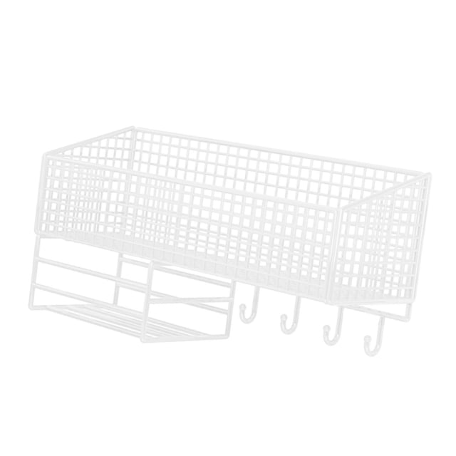 Luzkey Wall Mount Wire Basket Pantry Organizer Rack Mesh Bin Space Saving Metal Wire Fruit Basket Kitchen Storage for RV Home Garage White S with Hook