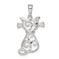 thumbnail image 4 of Sterling Silver Diamond Cut Cat Pendant, 4 of 5