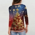 thumbnail image 3 of Fabrcox S-5xl Christmas Snowflake Printed Women's Crew Neck T Shirts 2xl Oversized 3/4 Sleeve Tops Round Neck Holiday Tunic Lightweight Basic Tops Vermilion S, 3 of 6