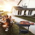 thumbnail image 5 of Linsen-outdoors Double Charcoal Barrel Grill with Two Side Shelf Large Stainless Steel Grill For Backyard Camping, 5 of 15