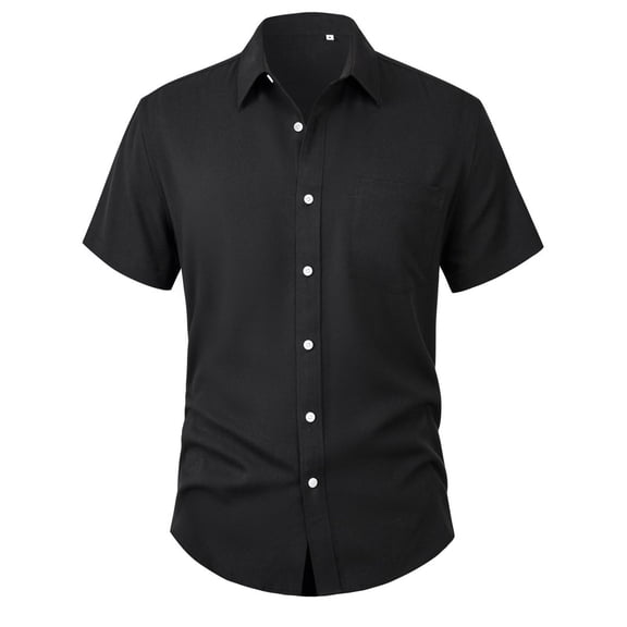 Youclos Men's Button Down Shirt Linen Short Sleeve with Pocket