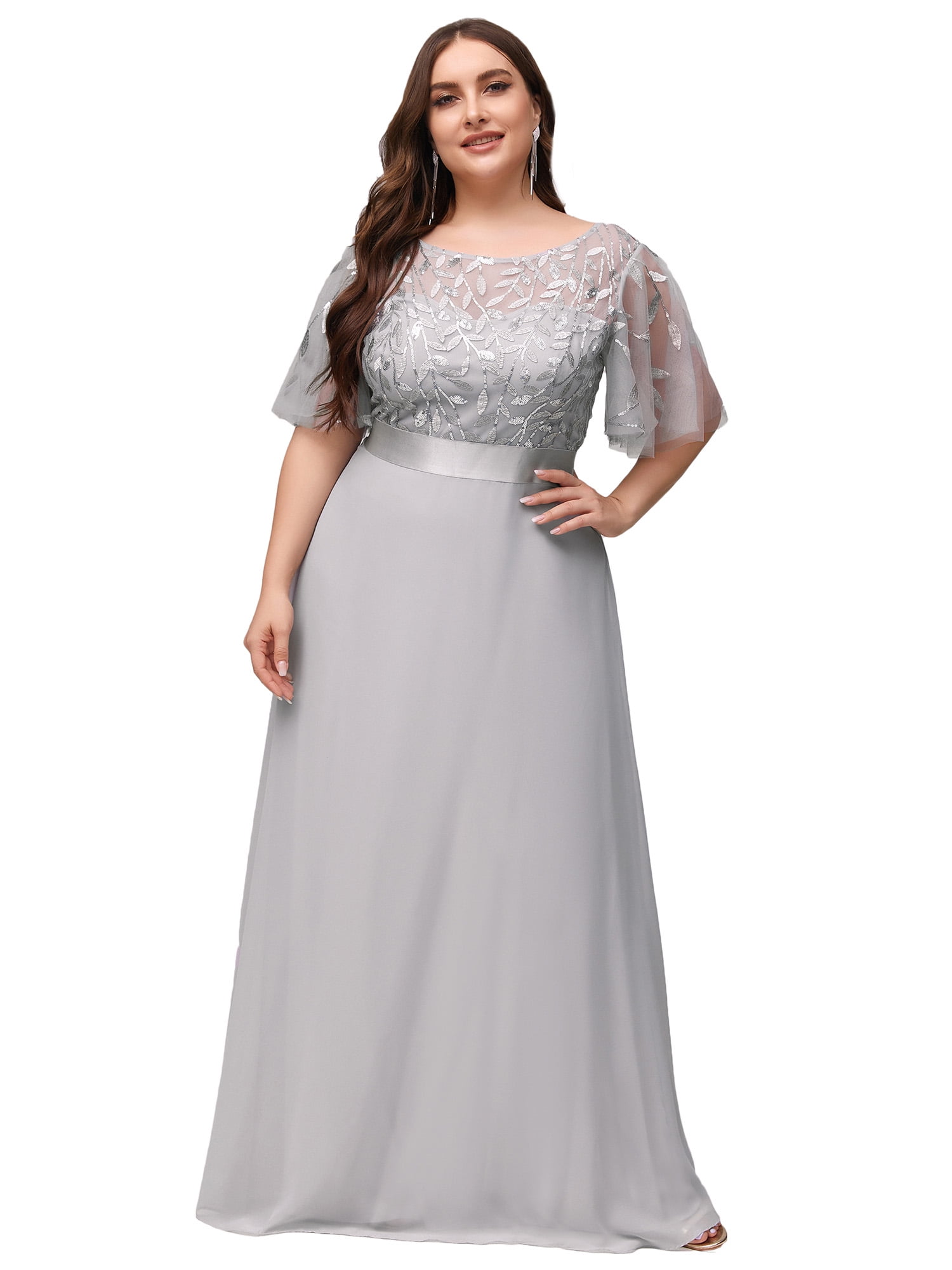 sachin and babi light blue dress EVERPRETTY Embroidered Tulle Bridesmaid Dress With Ribbon Ties