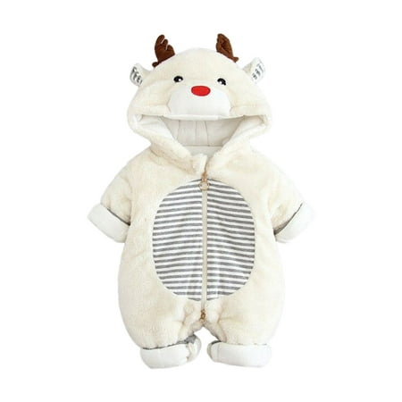 

Baby Boys Romper Fall Winter Xmas Christmas Thick Snowsuit Warm Coats Hooded Romper Jumpsuit Novelty Party Holiday Bodysuits For Child