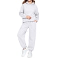 thumbnail image 6 of YUANxueke Kids 2-Piece Winter Sweatsuits Boys Girls Hoodie Sweatshirt with Kangaroo Pocket & Tapered Pants,White,Sizes 2-14, 6 of 8