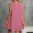 thumbnail image 3 of cocolona Summer Sleeveless Mini Dress Crew Neck Ruffle Flowy Tank Dress Fashion Casual Solid Color Holiday Beach Sundress 2XL, 3 of 6