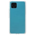 thumbnail image 1 of DistinctInk Clear Shockproof Hybrid Case for Google Pixel 4 XL (6.3" Screen) - TPU Bumper, Acrylic Back, Tempered Glass Screen Protector - Teal Faux Leather Print Design - Printed Faux Leather Image, 1 of 1