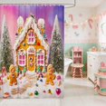 thumbnail image 2 of Manfei Gingerbread Waterproof Shower Curtain 72Wx72L Christmas Bathroom Curtain, Gray Green, 2 of 5