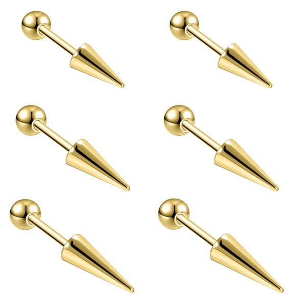 QQTDFG 3 Pairs/Set Stainless Steel Stud Earrings Spike Cartilage Tragus Helix Piercings-3 Pairs-Gold